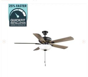 Hampton Bay Rothley II 52 in. Indoor LED Matte Black Ceiling Fan with Light, Reversible Motor - New