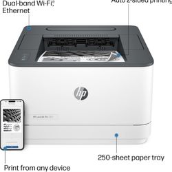 HP LaserJet Pro 3001dw Wireless Black & White Printer, Best-for-Office (3G65OF)