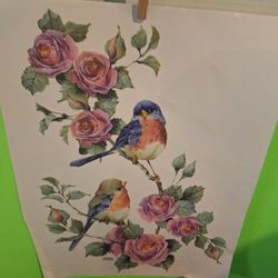 Birds With Roses IRON ON Pattern-$10.00