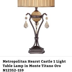 Vintage Brass Table Lamp With Blown Glass