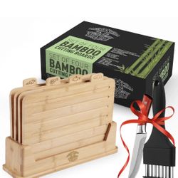 New 4 Bamboo Cutting Boards, W Accessories