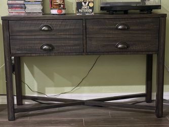 Brown rustic wood sofa table