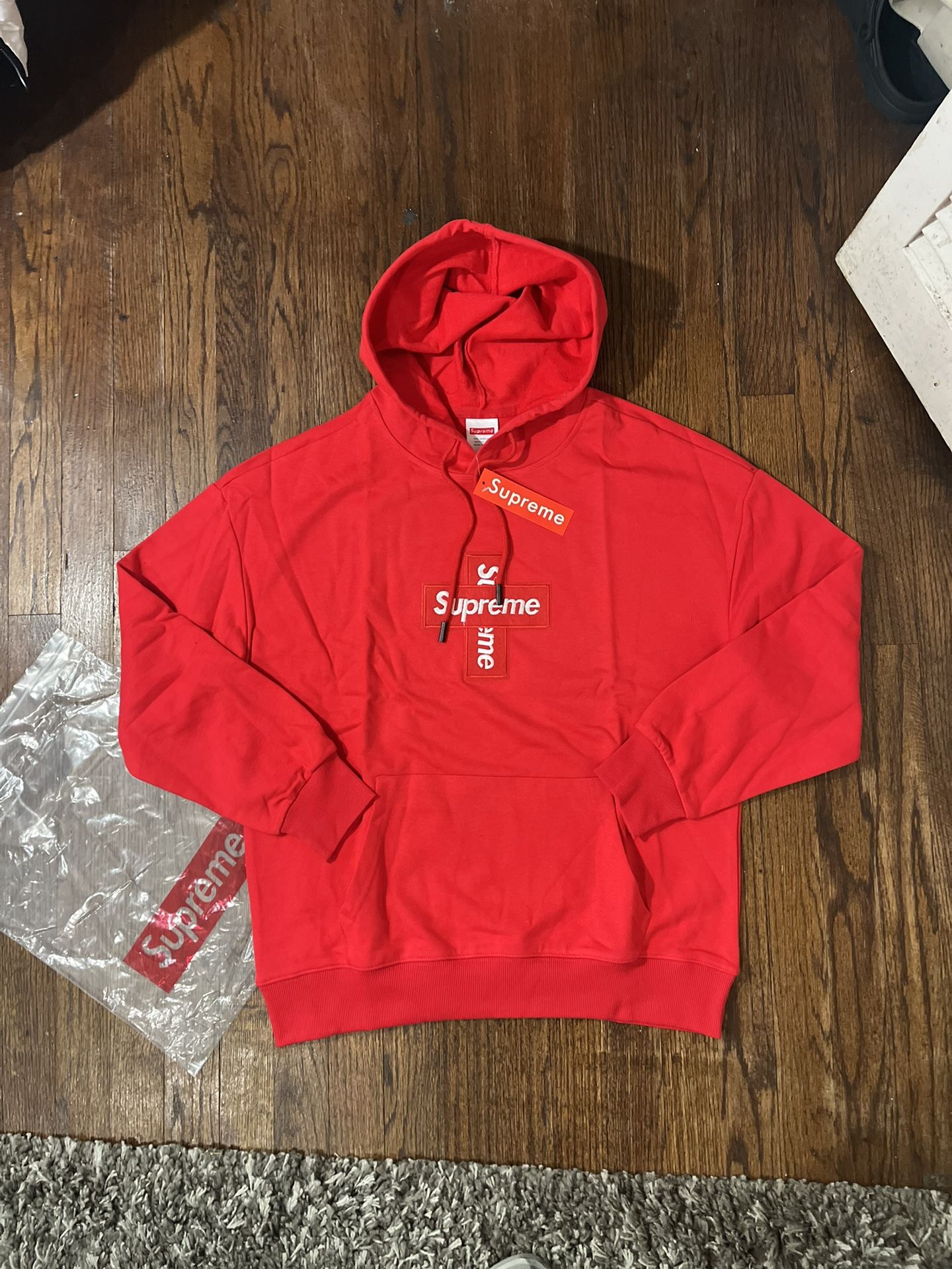 Supreme Cross Box Logo Hooded Sweatshirt Red🔥