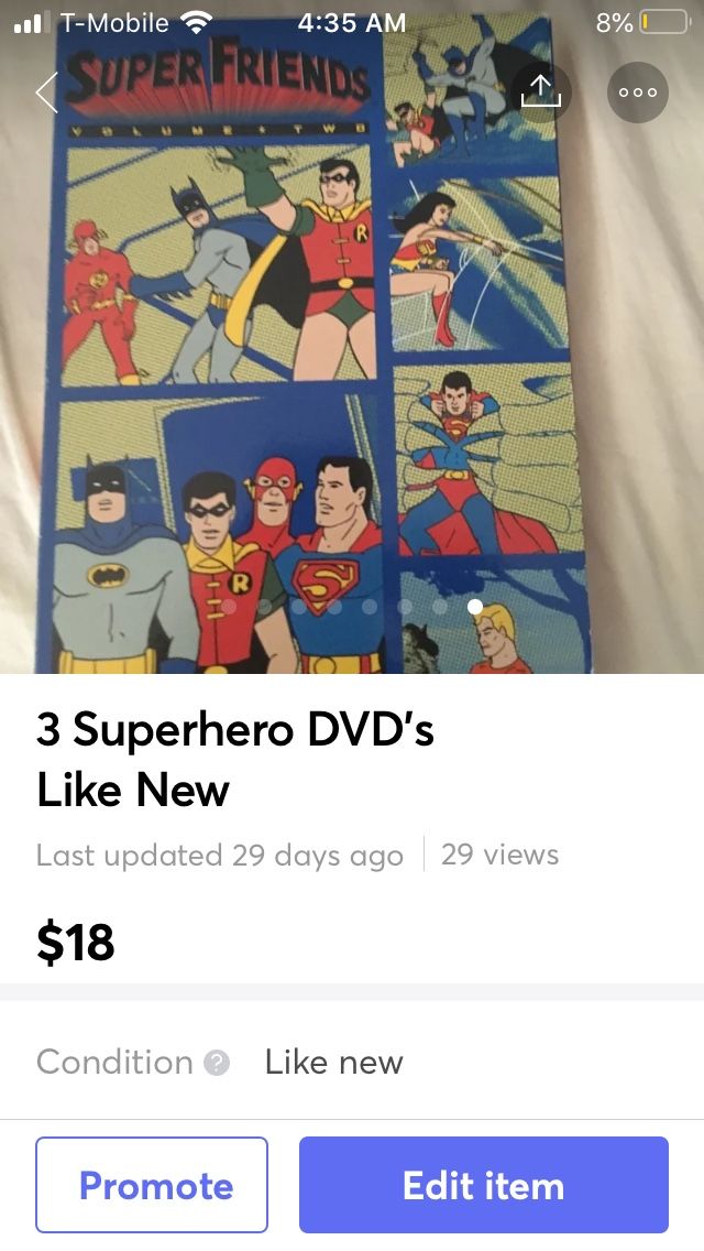 3 Superhero DVD's Like New