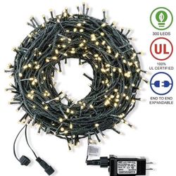 Outdoor Christmas String Lights 300 LED 105ft ,Warm White