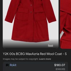 BCBG MaxAzria Xxs Red Wool Coat