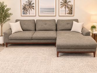 Gray Fabric Sectional Sofa with Chaise