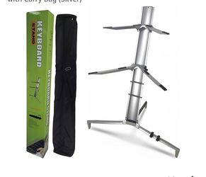 Miwayer Column Keyboard Stand Professional Heavy Duty Piano Stands Aluminum Alloy Foldable Double Adjustable Height for 61, 76, 88 Keys Keyboard Piano
