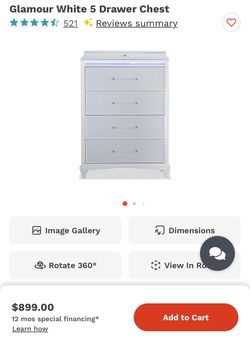 Glamour White 9 Drawer Dresser