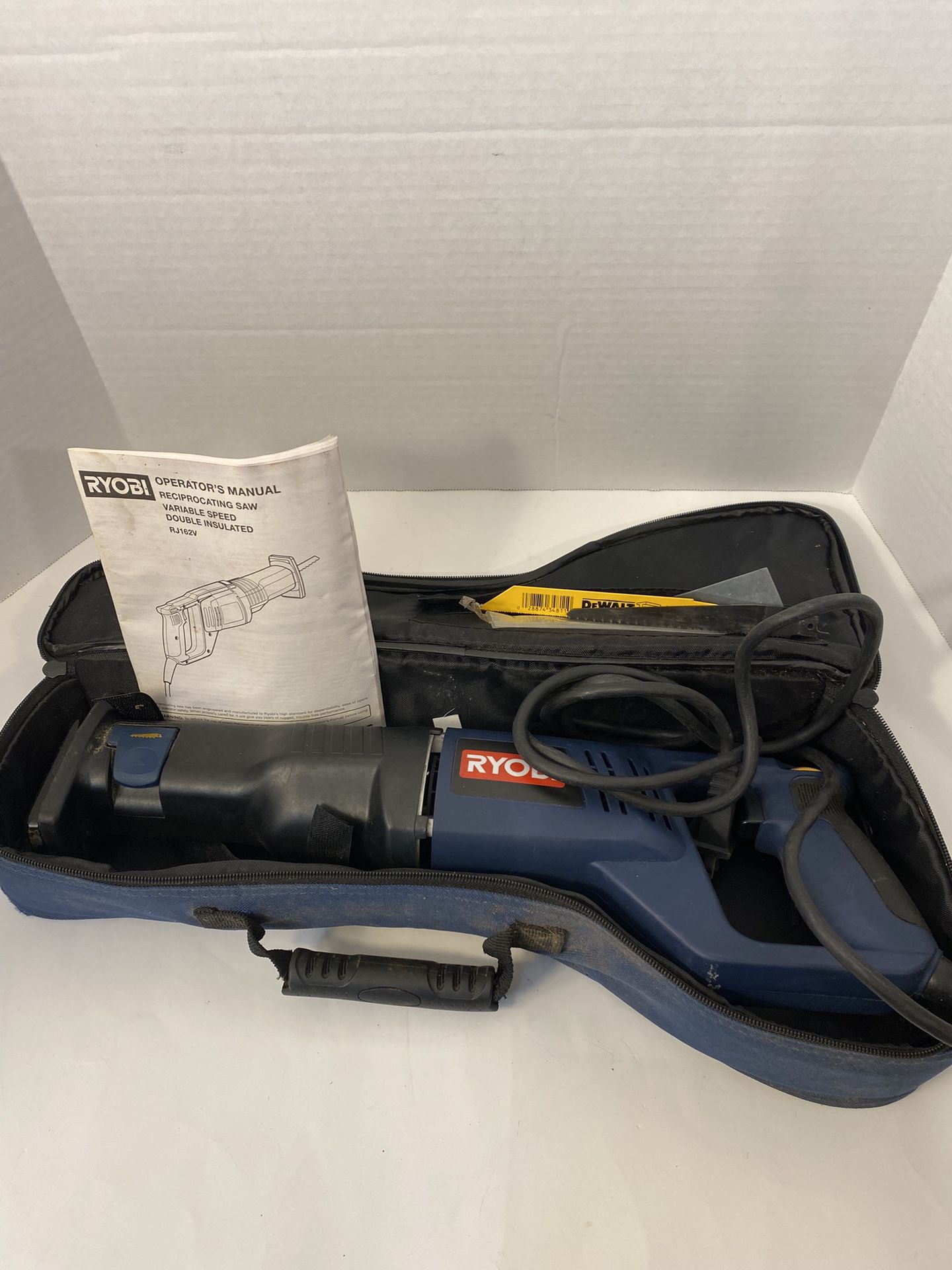 Ryobi Variable Speed Reciprocating Saw, Corded, w/ Case, Blades & Manual; RJ162V