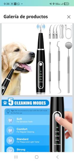 Dog plate remover for teeth, dog teeth cleaning kit with LED light and 5 modes,