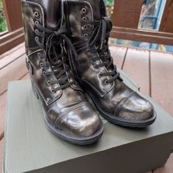 Taos Crave Black Leather Boots - "Black Marble" finish