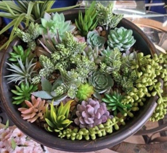 The Big Pot ... 14" Resin Planter filled with Artificial Succulents @ Lasting Creations