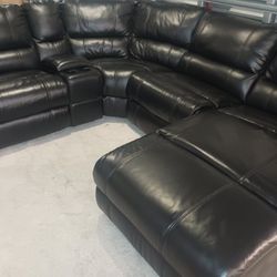 SECTIONAL GENUINE LEATHER RECLINER ELECTRIC ⚡ BLACK COLOR.. DELIVERY SERVICE AVAILABLE 💥🚚💥