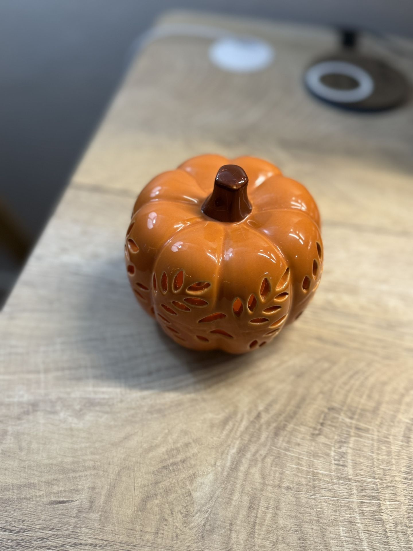 Ceramic Pumpkin Candle Holder/Luminary - Fall Decor