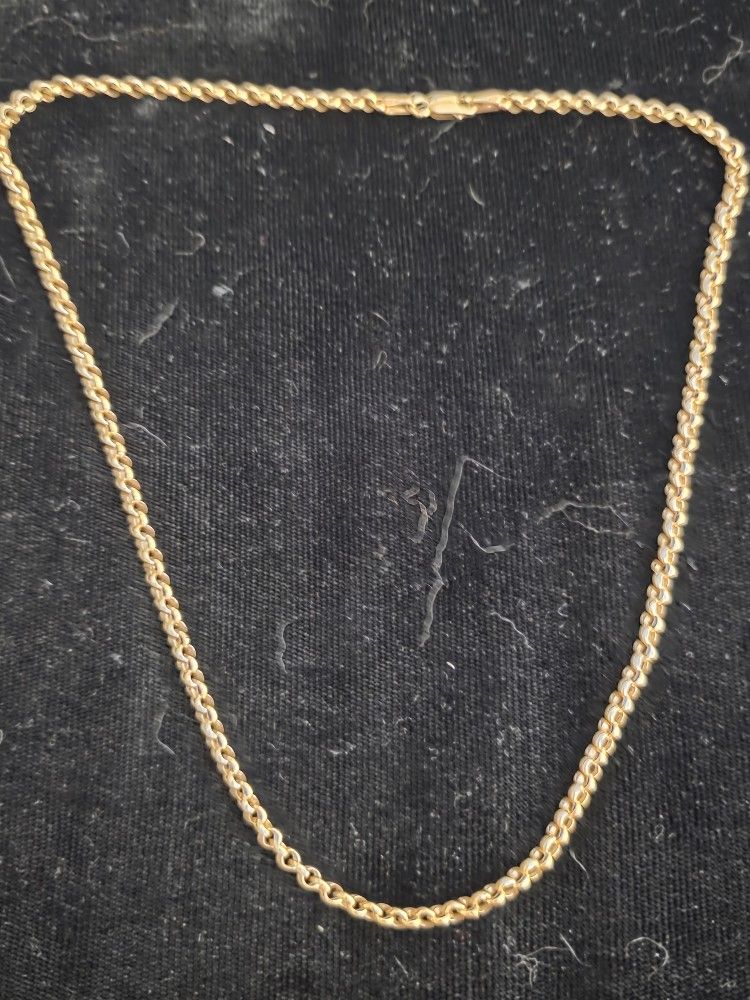 Genuine 10K 417 Yellow Gold Chain Link Necklace (A130)