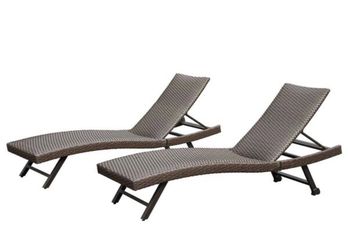 New in Box Domi 2 PCS Outdoor Chaise Lounge Set, Aluminum Patio Padded Quick Dry Foam Wicker Lounge Chair