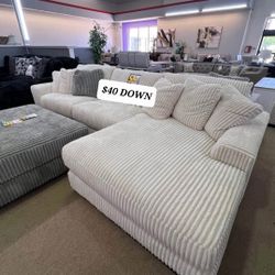 BEIGE BRAND NEW CORDUROY SECTIONAL SAME DAY DELIVERY 