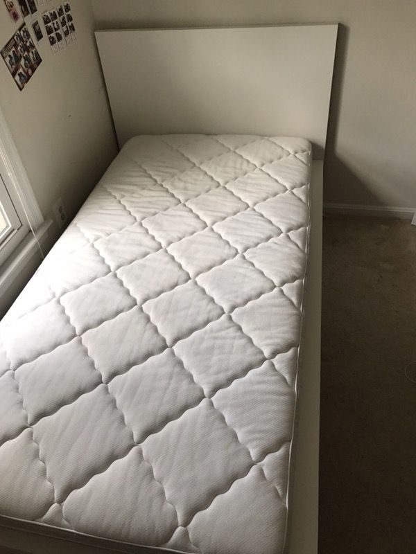IKEA single bed frame and mattress with storage drawers