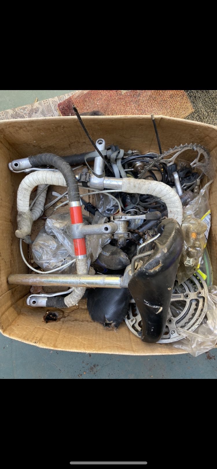 a box of bicycle parts $$$reduced