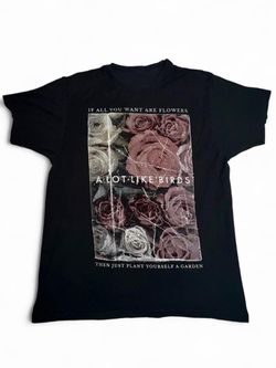 A Lot Like Birds Y2K 2000s Post Hardcore Emo Grunge Band Roses Graphic Black T-Shirt Tee - Size Medium band tee