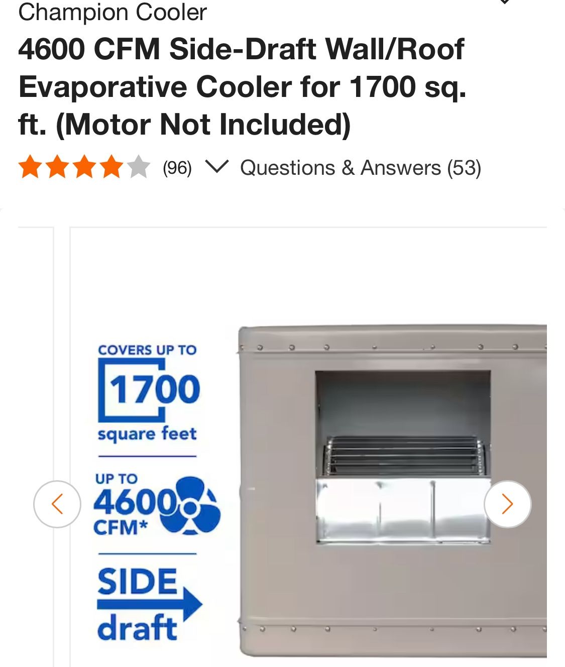 SIDEDRAFT SWAMP COOLER NEW WITH THE PURCHASE OF THIS UNIT MOTOR IS FREE