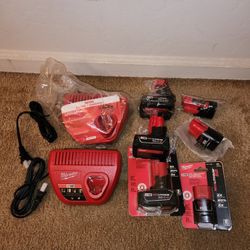 Milwaukee M12 Fuel Batteries And Charger New