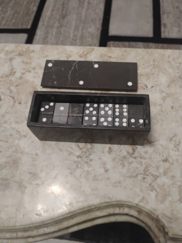 Onyx Stone Domino Set Black Imported