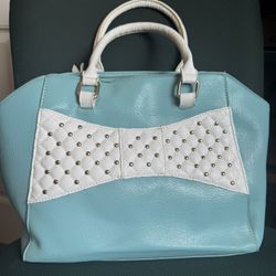 Teal Blue And White Purse/bag