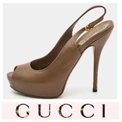 Gucci sling-back heels in caramel