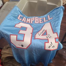 EARL CAMPBELL AUTOGRAPHED CUSTOM HOUSTON OILERS FOOTBALL JERSEY CERTIFIED
Limited Edition 14/34
