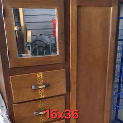 Antique Armoire W/Art Deco Style Pulls