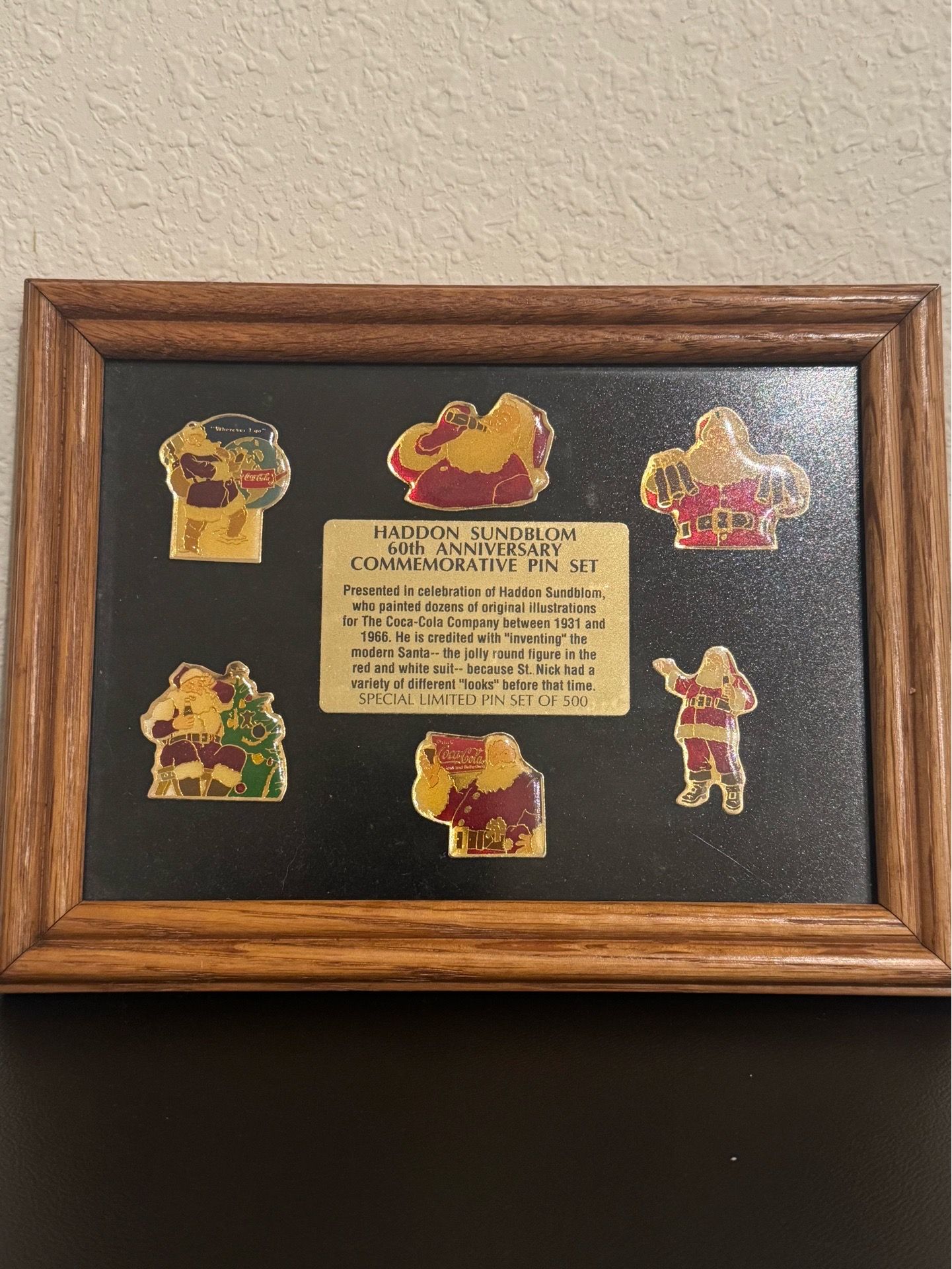 Vintage Haddon Sundblom 60th Anniversary Coca-Cola Santa Pin Set Limited Edition