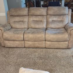 Microfiber tan Reclining Sofa