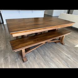 World Market Lugano Mission Style Dining Table + 2 Benches – $660