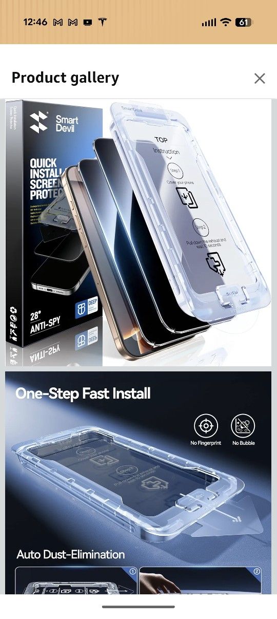 SMARTDEVIL 2PACK for iPhone 6 Privacy Screen Protector Shatterproof Tempered Glass