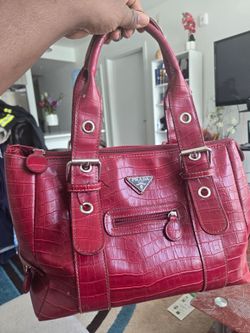 Prada red leather hand bag
