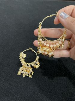 Colourful Beads And Gold Hoops ( Jhumkis)