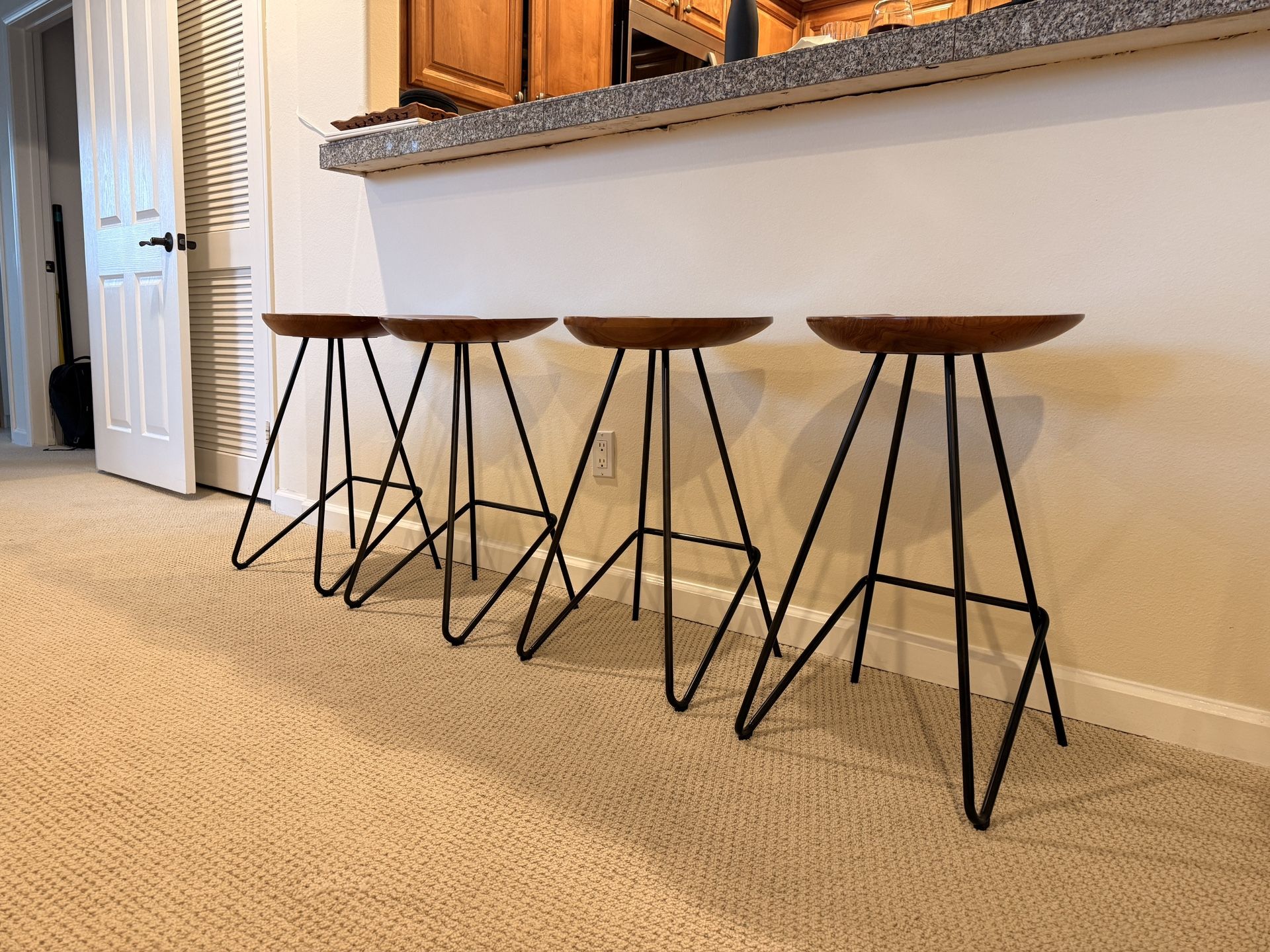 Crate & Barrel Wood Stools (4)