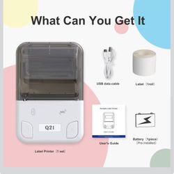 Q21 Label Maker - Portable Bluetooth Thermal Label Printer Handheld Barcode Printer with 40 * 30mm Tape for Images, QR Code, Small Business, Compatibl