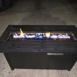 Fireplace table.