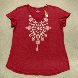 BRAND NEW WITH TAG WOMEN'S SONOMA CUFFED SHORT SLEEVE JAZZY PINK  SUMMER TOP - SIZE LARGE 