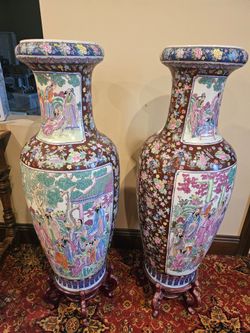 Large chinese floor vases with stands
