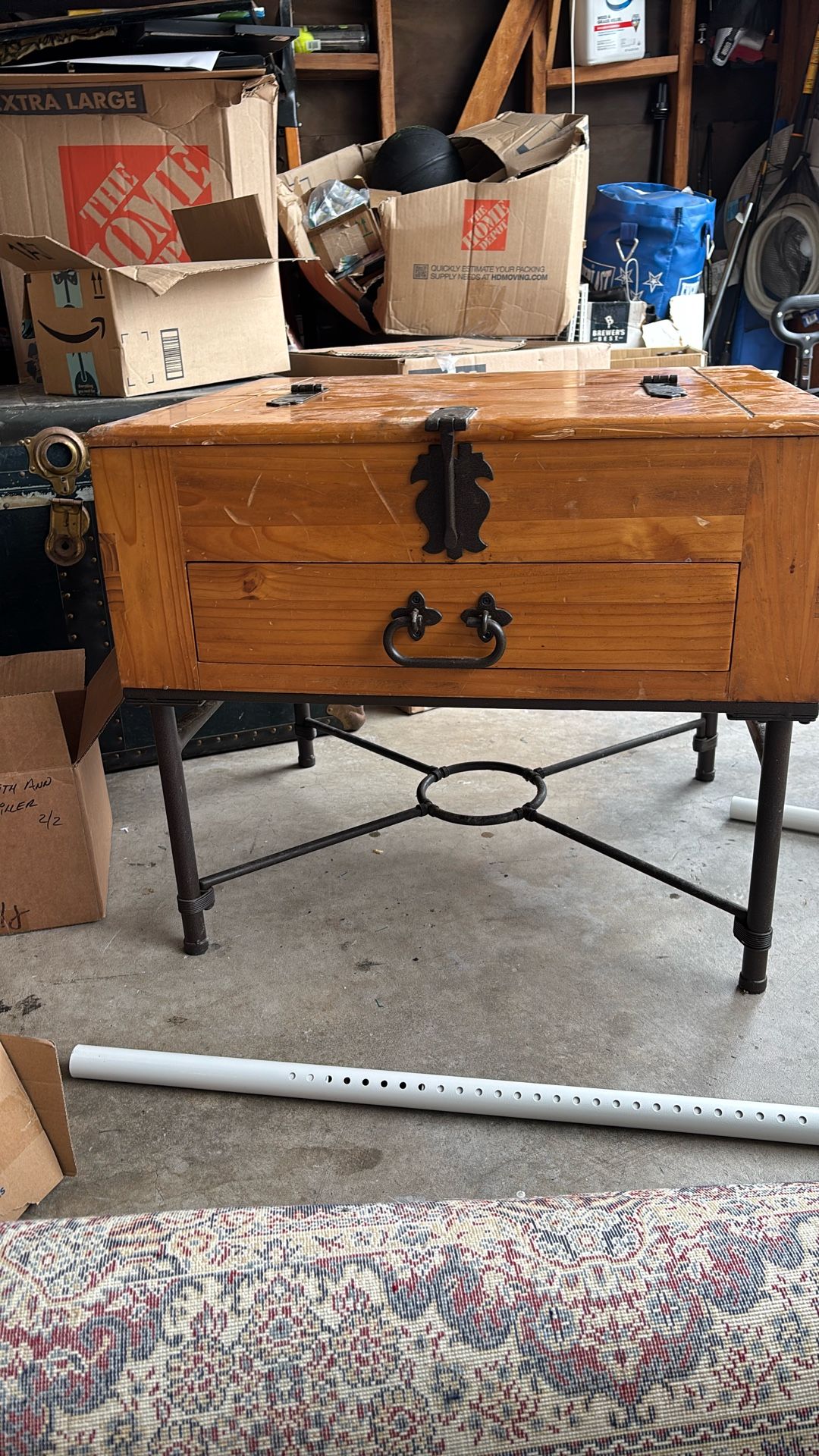 Set Of Two Wood And Metal End Tables