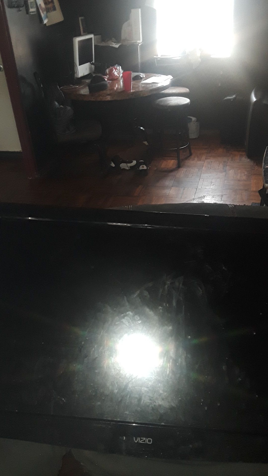 39in vizio tv screen is broke it comes on but has a black light picture