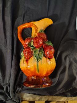 Large Antique Pitcher With Strawberries