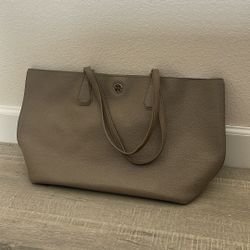 Tory Burch Leather Gray Tote Bag