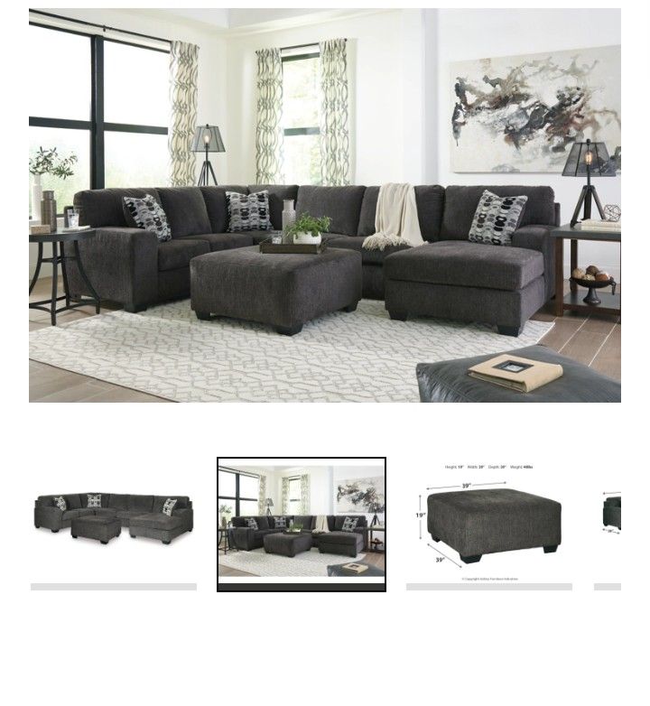 Ashley 4 Piece Sectional in charcoal -Looks Brand New