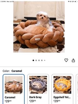 CHEERPALS Twist Weave Cat Bed Washable Plush Pet Bed Caramel