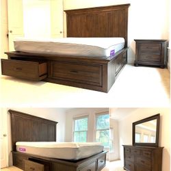 BRAND NEW SOLID STORAGE KING SIZE BEDROOM SET $1645! QUEEN SIZE $1545!..PRICE INCLUDES DELIVERY!!!  We make luxury furniture affordable!!!  Bedroom se